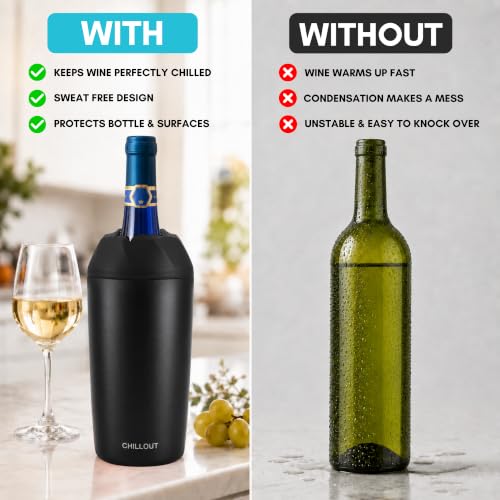 Wine Bottle Chiller Stainless Steel Cooler - Black Finish