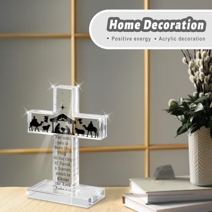 Luke 2:11 Bible Verse Acrylic Cross Decor - Religious Easter Gift for Christians LuKe2:11
