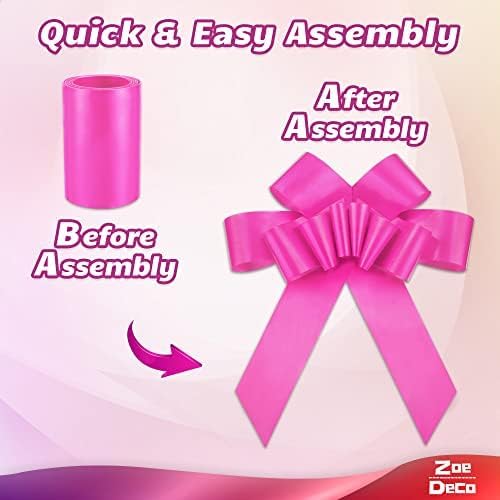 Zoe Deco - Giant Pink Car Bow - 30 Inch with 2 Gold Accessory Bows for Celebrations | Perfect for Gifts
