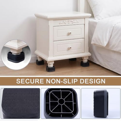 Heavy Duty Adjustable Furniture Risers - Stackable Bed Risers Black 4 Pack
