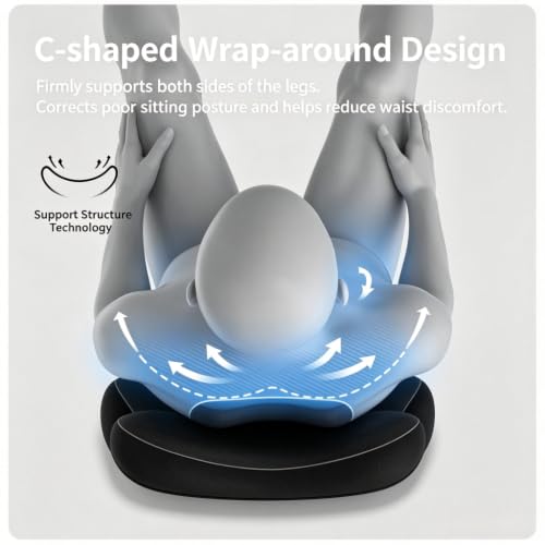 Car Lumbar Support Pillow and Neck Support Set - Memory Foam Back & Neck Cushions