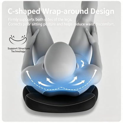 Car Lumbar Support Pillow and Neck Support Set - Memory Foam Back & Neck Cushions
