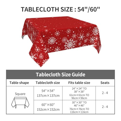 Kawani Christmas Snowflakes Square Tablecloth 54 Inch Multi Color Holiday Decor
