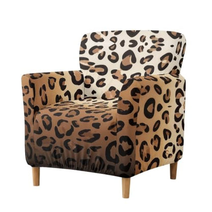 Classic Brown Leopard Chair Cover for Armchair - Medium Fit, Elastic Polyester Spandex