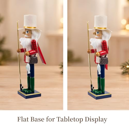 15 Inch Wooden Nutcracker Figurine with Fisherman Theme Christmas Decor