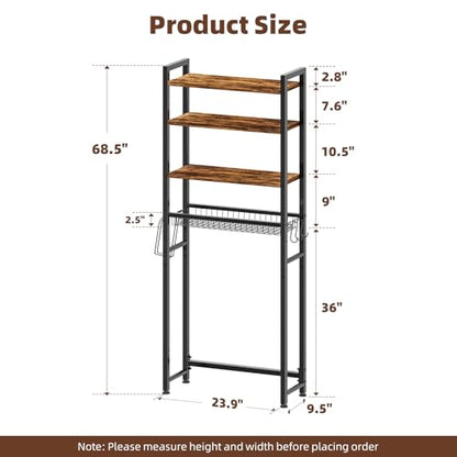 Over Toilet Storage Rack 4 Tiers Bathroom Organizer Vintage Brown