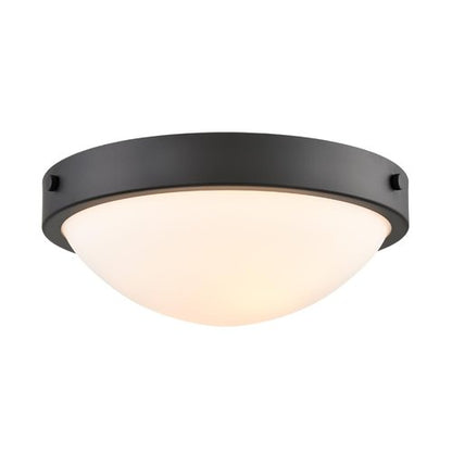 DEYNITE Black Flush Mount Ceiling Light Milk Glass Shade Ceiling Light Fixture Farmhouse 2-Light Modern Black Glass Flush Mount Light for Hallway Kitchen Bedroom Foyer