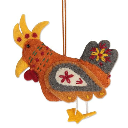 Handmade Felted Wool Animal Ornaments Set of 3 - Christmas Holiday Decor