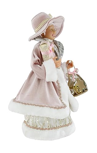 Windy Hill 16-Inch Whimsical Mrs. Claus Holiday Decor - Rose Gold Finish
