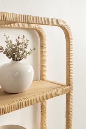 Rectangular Rattan Wall Shelf for Bathroom Storage - Modern Geometric Design