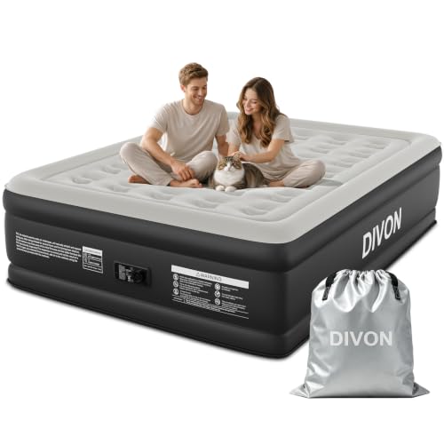 Queen Air Mattress with Built-in Pump, 18-Inch Raised Blow Up Bed - Black
