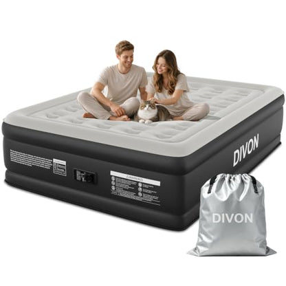 Queen Air Mattress with Built-in Pump, 18-Inch Raised Blow Up Bed - Black