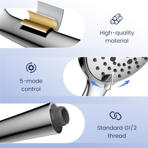 FEELSO High Pressure Handheld Shower Head with Chrome Finish - Combo