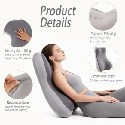 2-in-1 Neck and Lumbar Support Pillow for Recliners - Breathable Back Cushion
