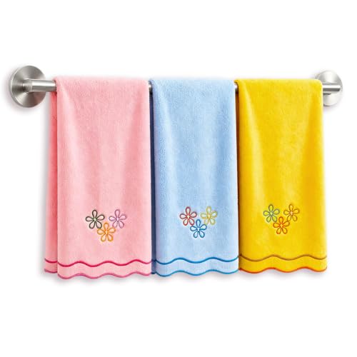 Cartoon Cotton Hand Towels Set - Embroidered Floral Scalloped Edge Bathroom Kitchen Decor