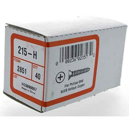 Hillman 2851 6 x 5/8-Inch Flat Head Antique Copper Decorative Sheet Metal Screw, 40-Pack