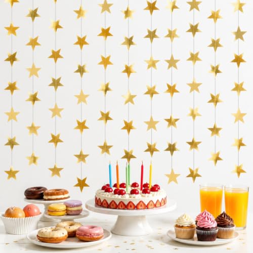 Gold Star Garland Decorations 8PCS 105FT Party Hanging String - Variation 01-Gold