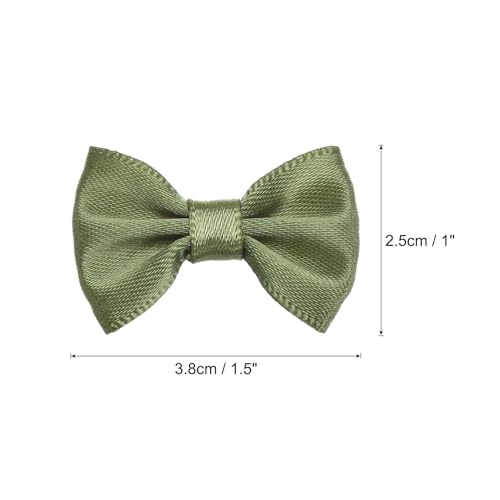 Olive Green Satin Bow Ties 1.5x1 Inch Mini Bowknot for Crafts & Decorations - 30 Pcs