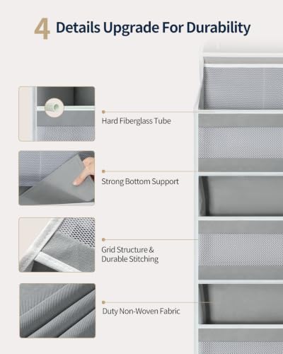 Over the Door Organizer 4-Tier Mesh Storage, Longer Grey Hanging Shelf - Middle-Mesh