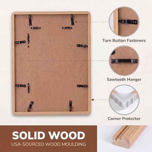 Natural Solid Oak Picture Frame 20x28in - Handcrafted Wall Art Frame