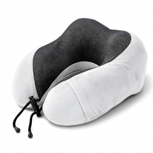 Travel Neck Pillow for Airplanes - Adjustable U-Shaped Support Cushion, Gray