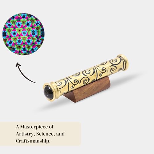 Brass Handmade Teleidoscope with Wooden Stand - Vintage Nautical Kaleidoscope Gift