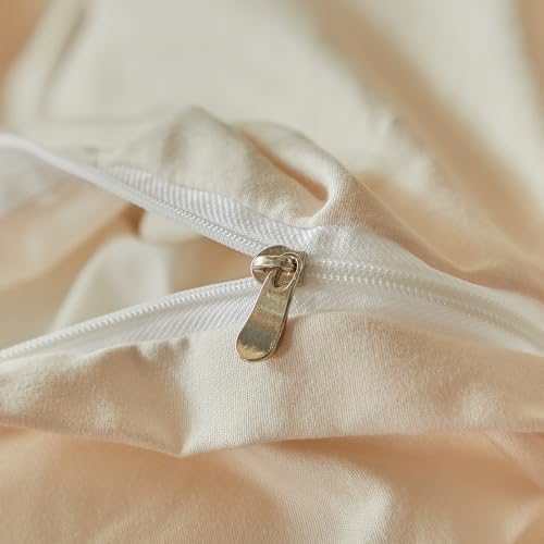 Twin Size Khaki Ruched Duvet Cover - Microfiber Bedding with Elegant Gathered Texture