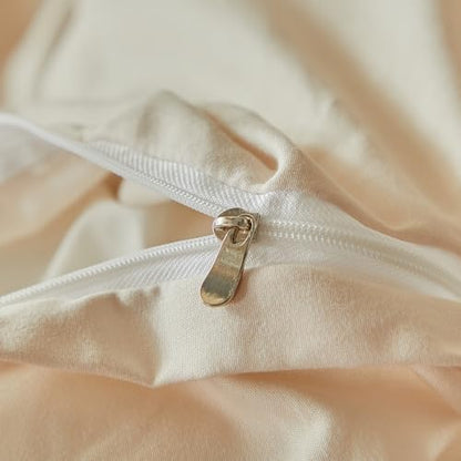 Twin Size Khaki Ruched Duvet Cover - Microfiber Bedding with Elegant Gathered Texture