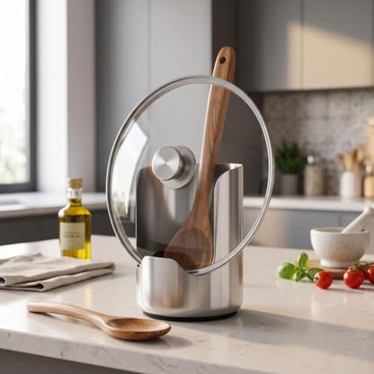 Multi-Functional Kitchen Utensil & Lid Holder Stainless Steel Vertical Rack