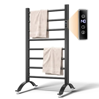 Electric Heated Towel Rack for Bathroom 8 Bars Black - Fast & Safe
