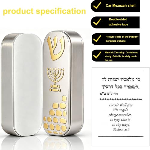 Jewish Car Mezuzah with Prayer Scroll & Hoshen Stones - Travel Safe Decor