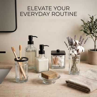 Blue Glass Bathroom Set 6-Piece Dispenser & Accessories for Counter
