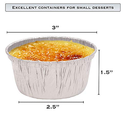 EHOMEA2Z Disposable Ramekins, Foil Baking Cups 4 oz - Heavy Duty, Aluminum Tin Cups with Superior Heat Conductivity, Suitable for Baking, Cooking, Freezer & Oven Safe (50, 4 Oz)