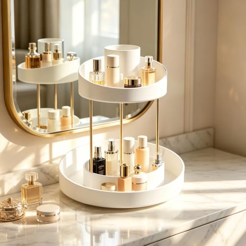 GTI 360° Rotating Bathroom Organizer - 2-Tier Vanity Storage, White