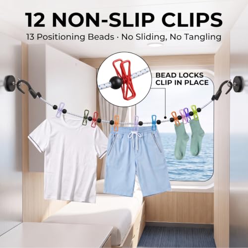 Magnetic Clothesline for Cruise Ships Adjustable Length Portable Laundry Line