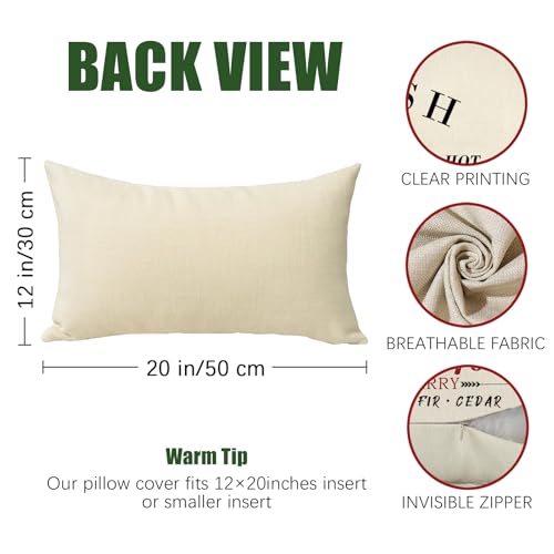 Christmas Tree Lumbar Pillow Cover 12x20 Inches - Festive Decorative Cushion with Hidden Zipper - Pack of 1
