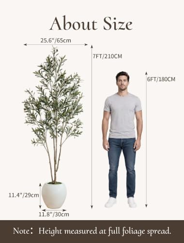7 ft Artificial Olive Tree with Large Pot Indoor Decor - Realistic Faux Plant
