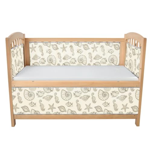 Ocean Seahorses Mesh Crib Liner for Full-Size Crib - Breathable Nursery Decor