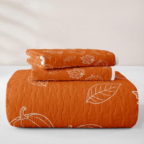 Erosebridal Autumn Harvest Full Quilt Set with White and Orange - Full Size