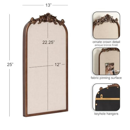 Kate and Laurel Arendahl Vintage Arch Pinboard - 25 x 13 Inch Bronze Frame