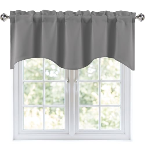 Grey Scalloped Edge Window Valance 42x18 Inches - Pack of 1