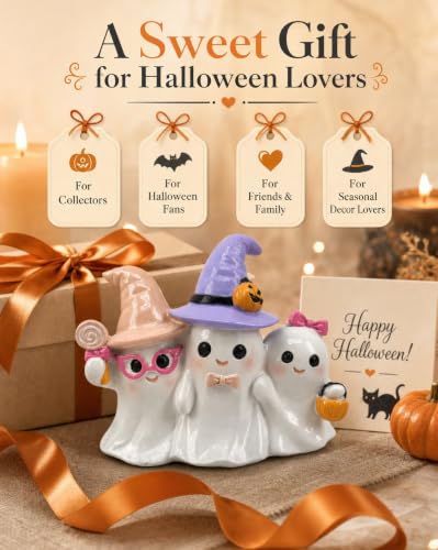 Indoor Ghost Figurine Trio Halloween Decoration - White Pastel Ghosts