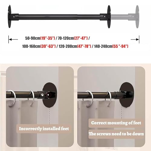 Adjustable Non-Slip Curtain Rod for Angled Walls 70-120cm B Variation