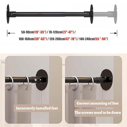 Adjustable Non-Slip Curtain Rod for Angled Walls 70-120cm B Variation