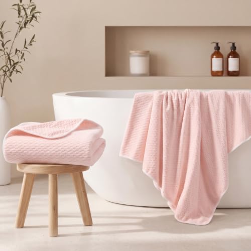 Microfiber Bath Sheet 35x70in Pink - Quick Dry & Soft Spa Towel - Pink02