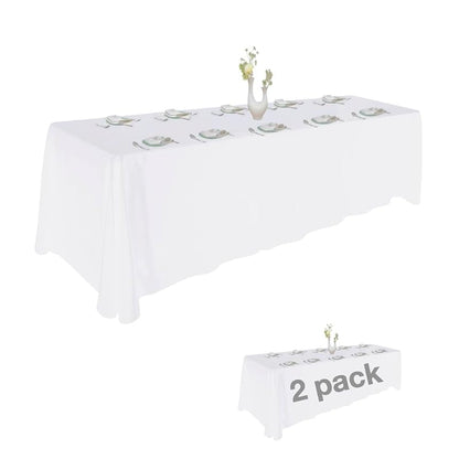 Extra Large White Tablecloth 90x156 in - 2 Pack for 8+ ft Rectangular Tables, Urby Variation: White+156" x 90"