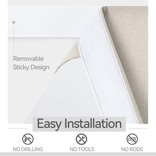 Ivory Linen French Door Curtain - Blackout Privacy Panel, Farmhouse Style, 26"x68"