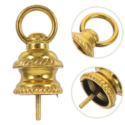 Golden Plastic Christmas Baubles Caps 100pcs - Small Ornament Replacement