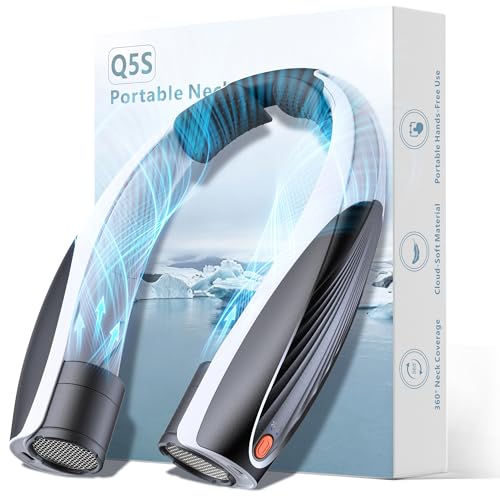 Kesguar Portable Neck Fan Black & White 20H Runtime Rechargeable USB