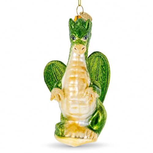 Flying Dragon Glass Christmas Ornament - Handcrafted Holiday Decor